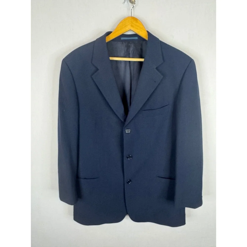 Hugo Boss Mens Navy Blue Virgin Wool Stretch 3 Button Suit Set Size 40R 32x31